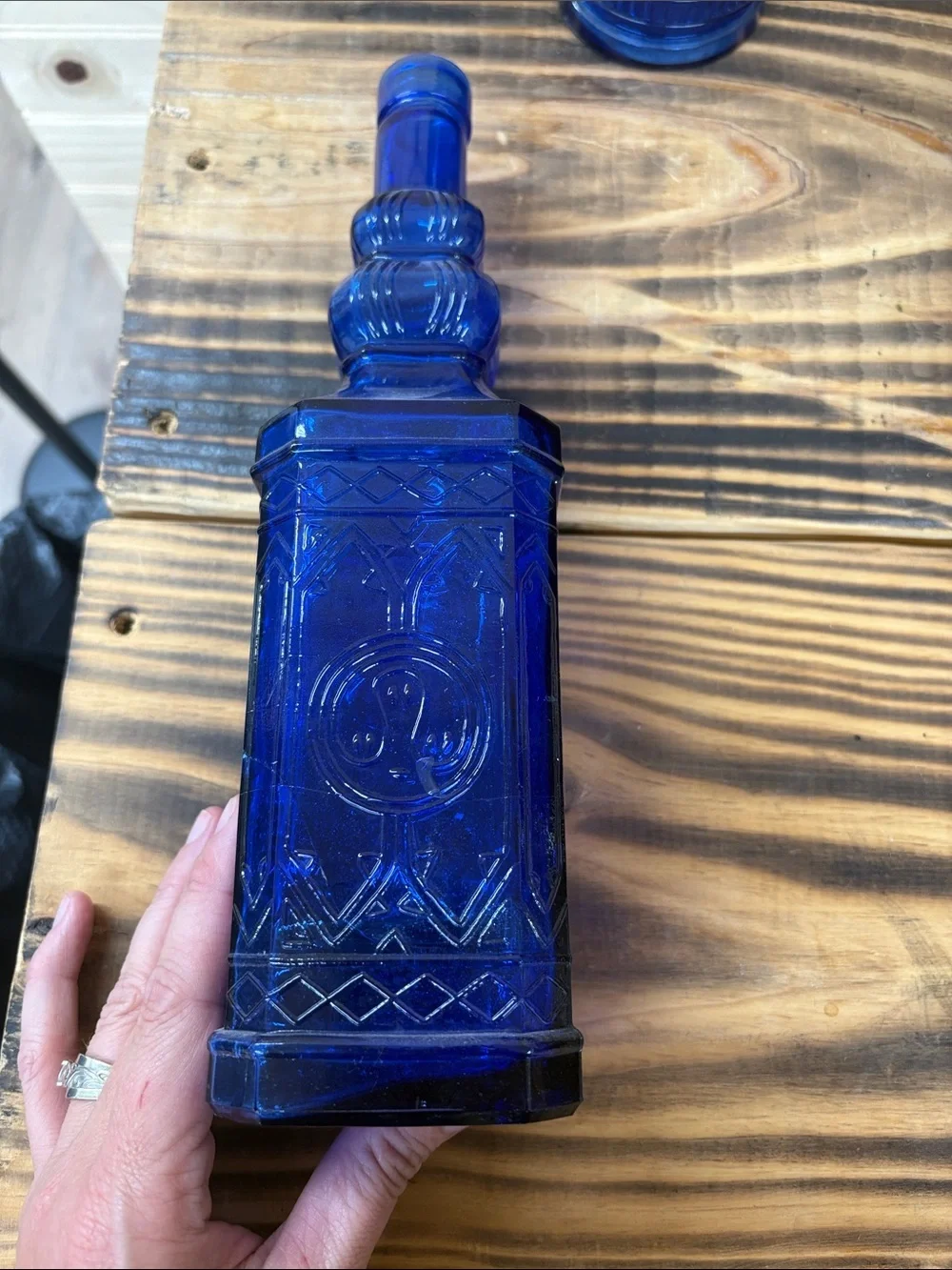 Blue Decorative Glass Bottle Vase - Home Accents